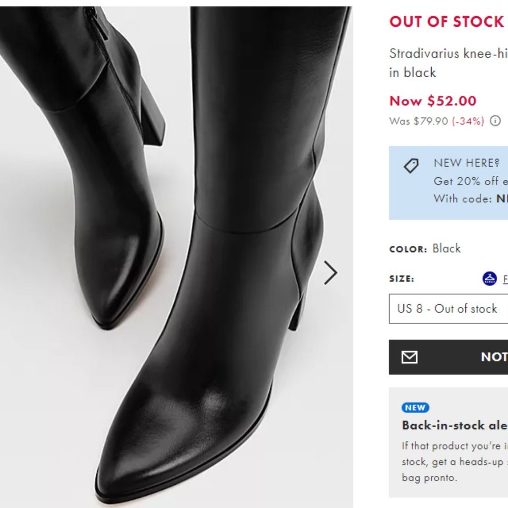 Stradivarius knee-high heeled boots in black